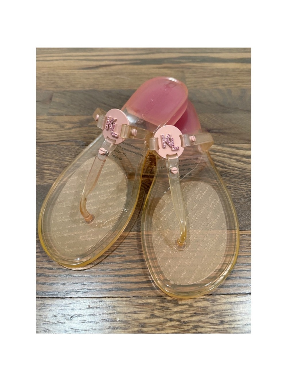 Karl Lagerfeld Pink Jelly Logo Thong Sandals